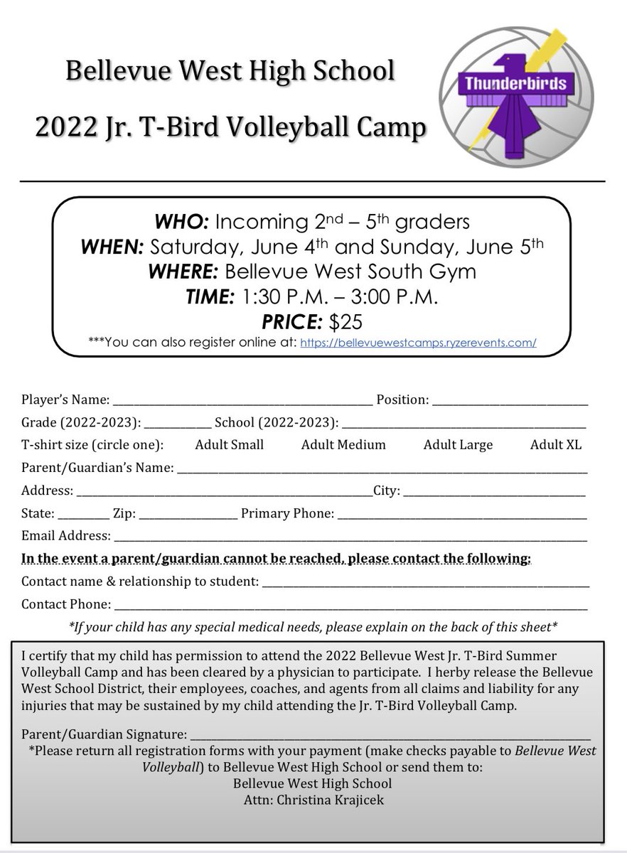 B_W_Volleyball's tweet photo. THREE WEEKS till our Jr. T-Bird Camp!! 

Bring your registration form the day of camp or sign up here…
https://t.co/zExe4Fvl09

See 🫵 there!! https://t.co/bfnLssxL9Q