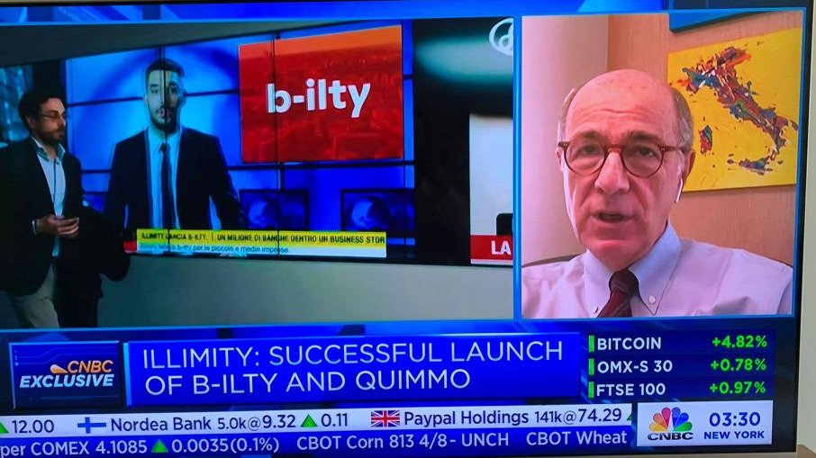 illimitybank's tweet photo. Oggi a @CNBC, in occasione dei risultati finanziari, il nostro CEO @corradopassera ha raccontato #bilty e #Quimmo, le due iniziative tech che abbiamo lanciato negli scorsi mesi. I progressi ottenuti e le nuove attività avviate ci permettono di #guardareoltre con fiducia https://t.co/XwhkRygKp9