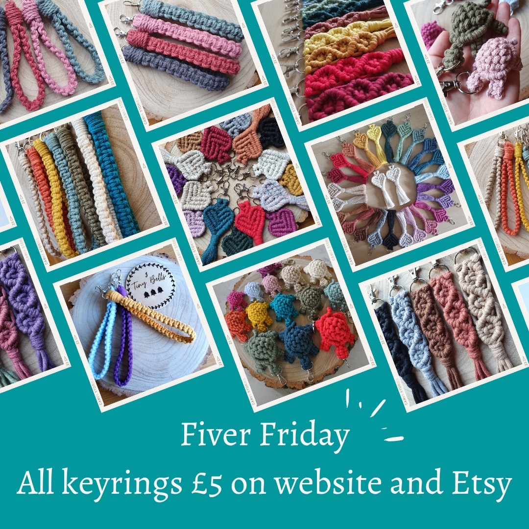 3TinyBells's tweet photo. Fiver Friday deal on all keyrings on website (https://t.co/Xj0u4Ke315) or Etsy shop (https://t.co/06quAOZ6WR). Grab yourself a wee bargain 👍
#Macramé #macramekeyring #fiverfriday #handmadegifts https://t.co/OrezTXr2OI
