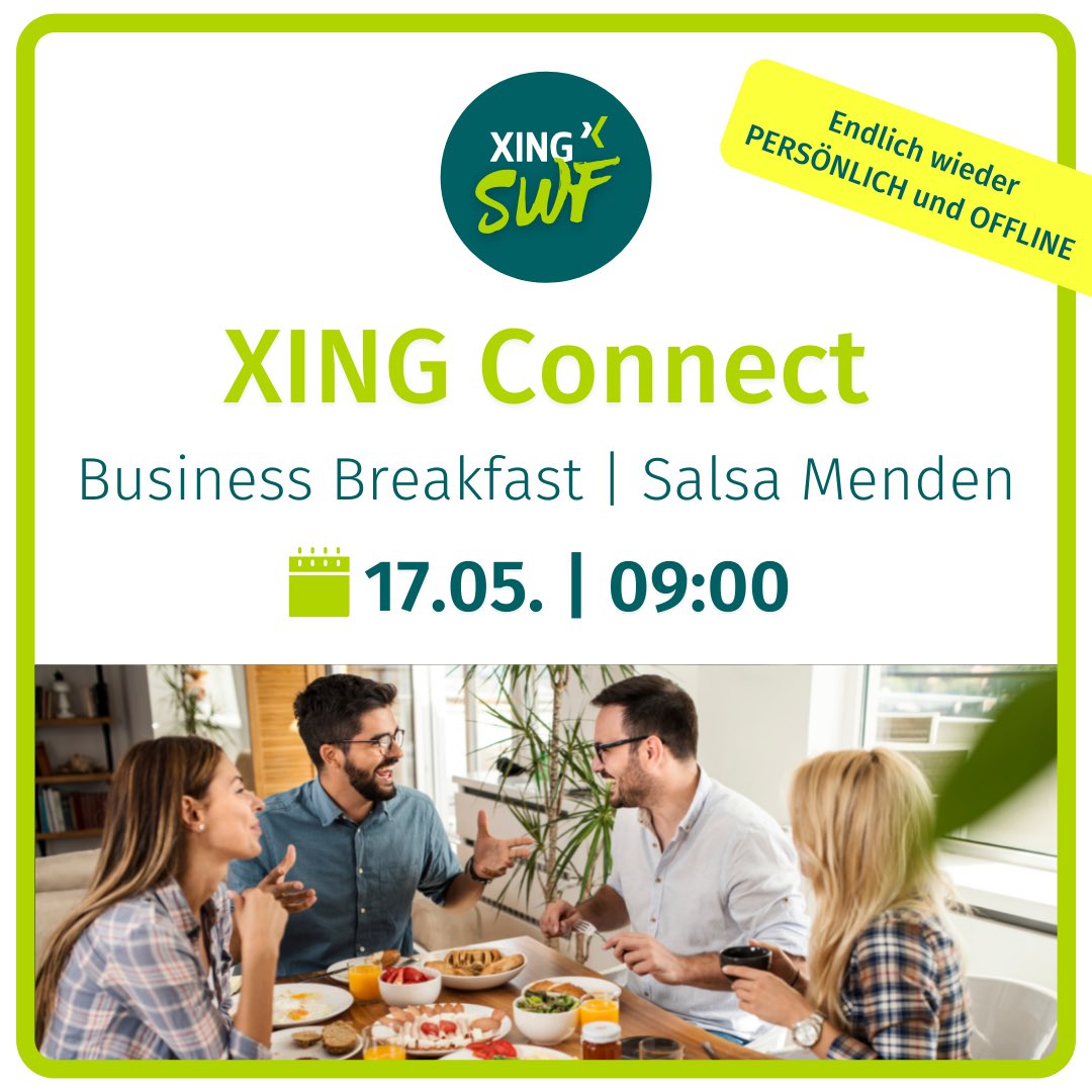 v_konsult's tweet photo. Schon angemeldet? 🎟
🍳 XING Connect | Business Breakfast
❇️ PERSÖNLICH & #Offline
🗓️ Dienstag, den 17.05.2022
⏰ 09:00 - 10:30 Uhr
https://t.co/gZrVTpBOiF
Eure #XINGswf Community
#xingconnect #suedwestfalen #maerkischerkreis #businessbreakfast #networking #vorort #XING https://t.co/xhifpPTwLO