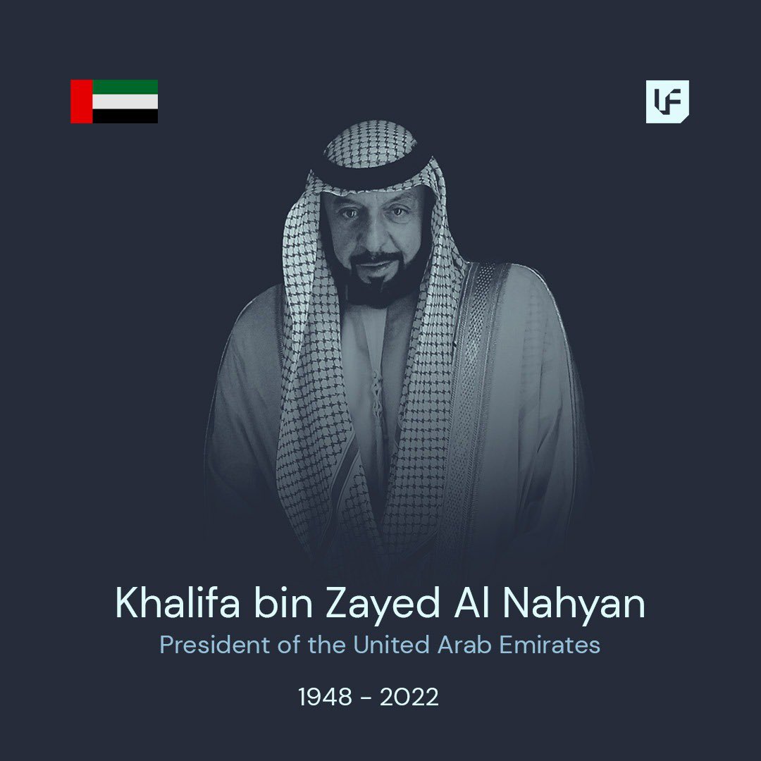 lightflux123's tweet photo. The news of the passing of His Highness Sheikh Khalifa bin Zayed has left us in a state of profound sorrow. UAE flourished during his tenure as a brilliant and luminary leader. We extend our deepest condolences to his family and pray that God will grant his soul eternal rest. https://t.co/6y4H55J3Ry