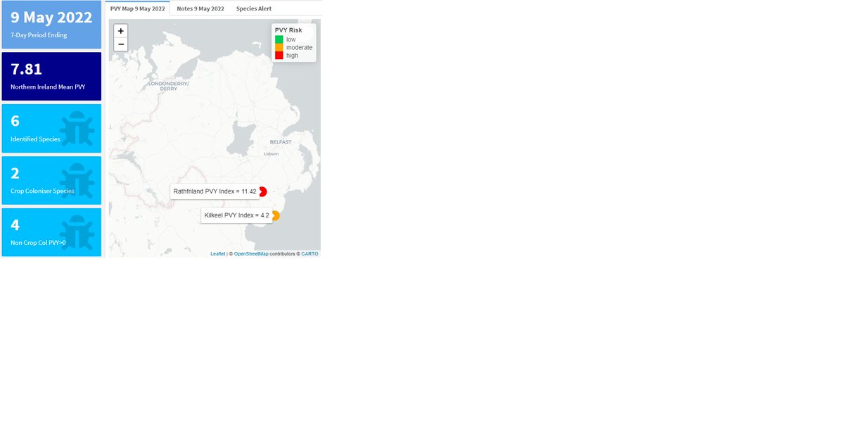 We are pleased to report that the dashboard providing data on aphid activity in potato crops is now available at the link below. Aphid activity in cereal crops will be reported next week. Please also see the link in our homepage for additional information.
eservices.afbini.gov.uk/aphidmonitorin…