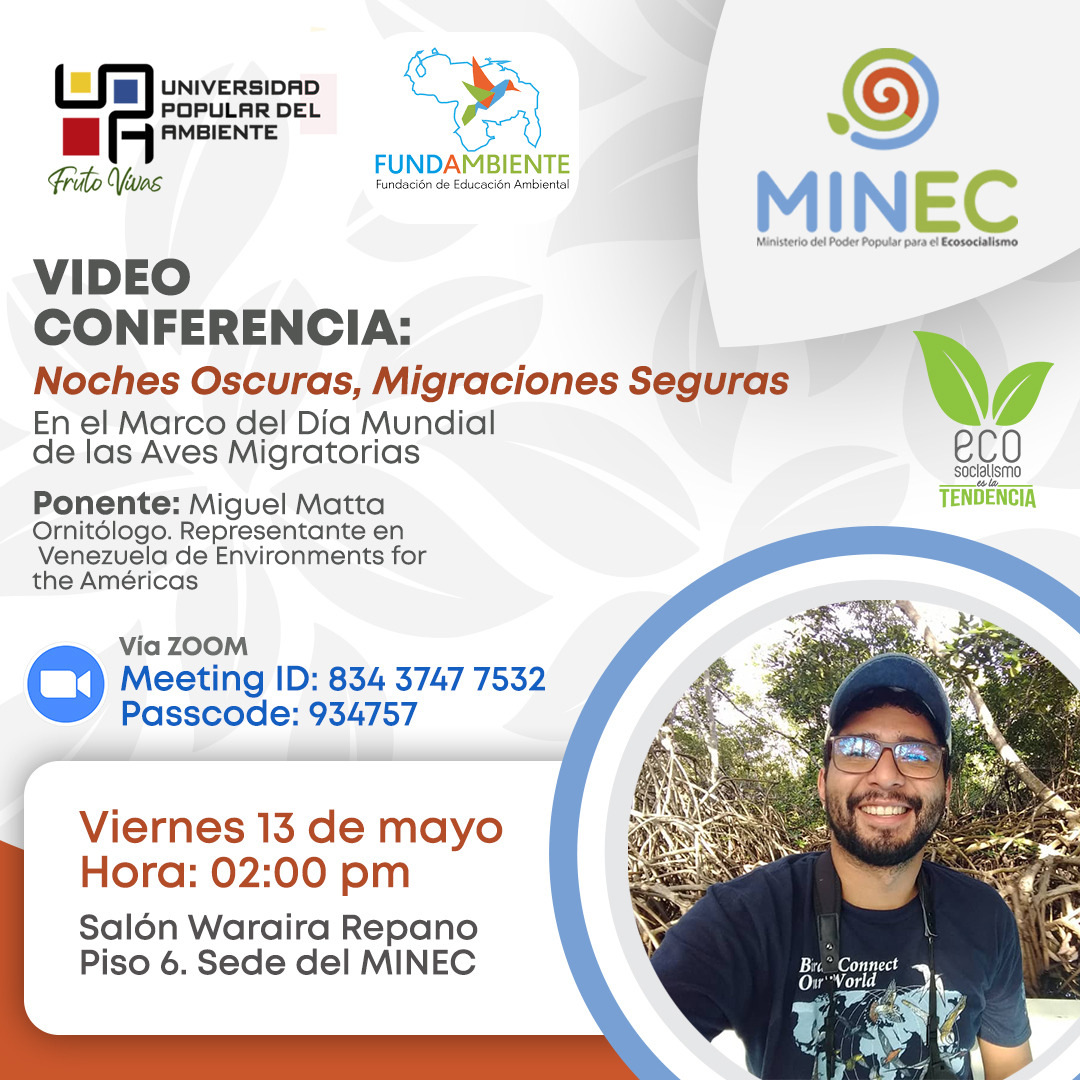 enviroamericas's tweet photo. Videoconferencia:
Noches Oscuras, Migraciones Seguras
En el Marco del Día Mundial de las Aves Migratorias
Únete a través de ZOOM
Meeting ID: 834 3747 7532
Passcode: 934757
Únete al zoom o acompáñanos en el salón Waraira Repano, piso 6 del MINEC
#DMAM2022 #WMBD2022 https://t.co/7c68LE06rj