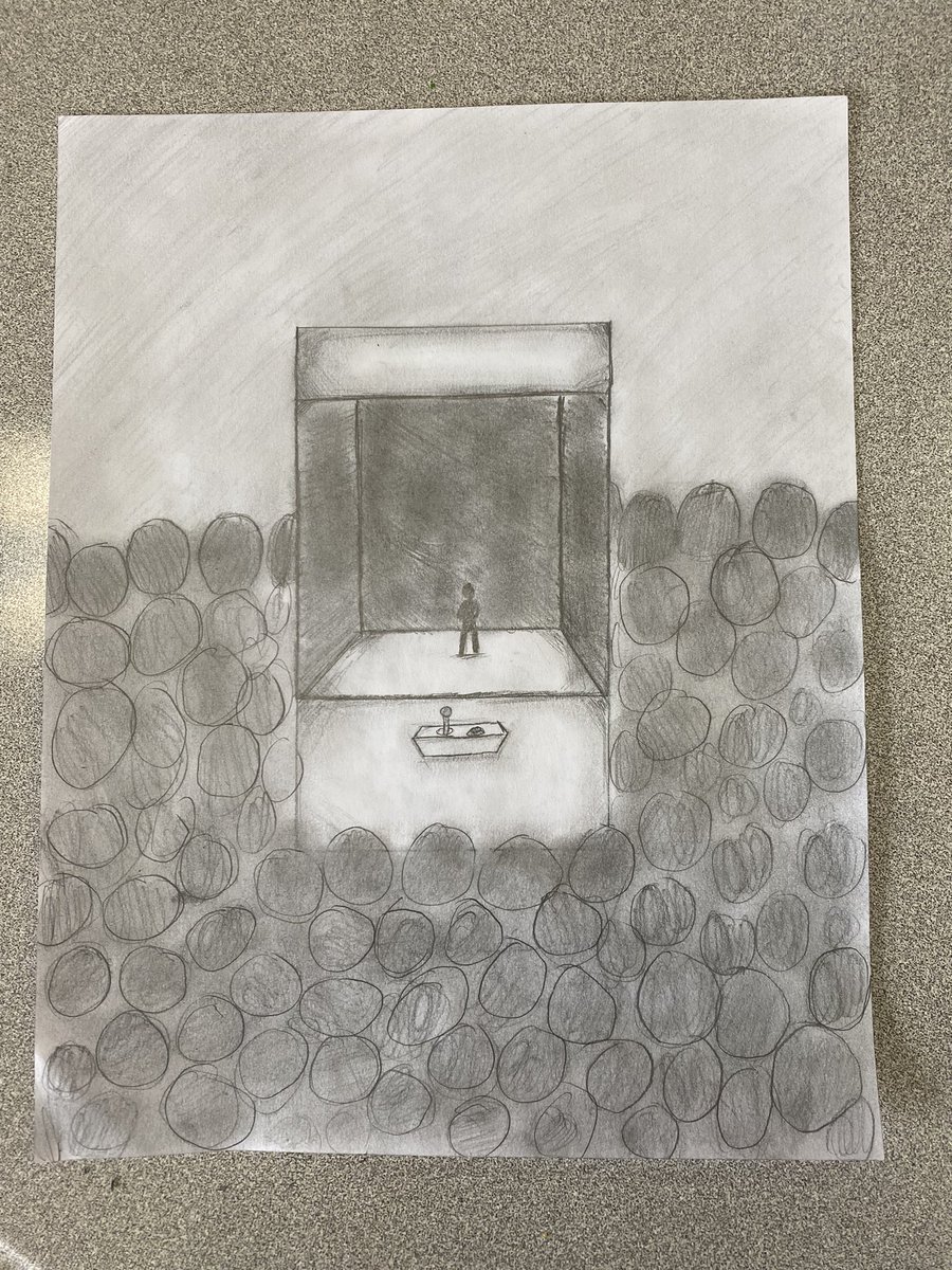 mrsraugust's tweet photo. This week I had my Grade 8 students draw what isolation feels like. They continue to blow me away with their creativity! #socialstudies #middleschool #japan #isolation https://t.co/HMiHxAcdkA