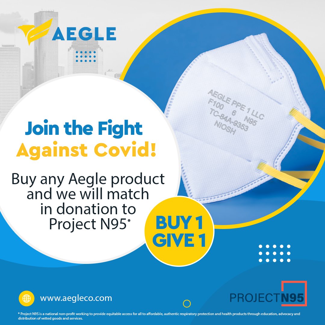 AegleCo's tweet photo. Aegle has partnered with Project N95 to support its nonprofit mission to provide equitable access to affordable, authentic respiratory protection and health products through education, advocacy and distribution of vetted goods and services. https://t.co/USLDIZK12u