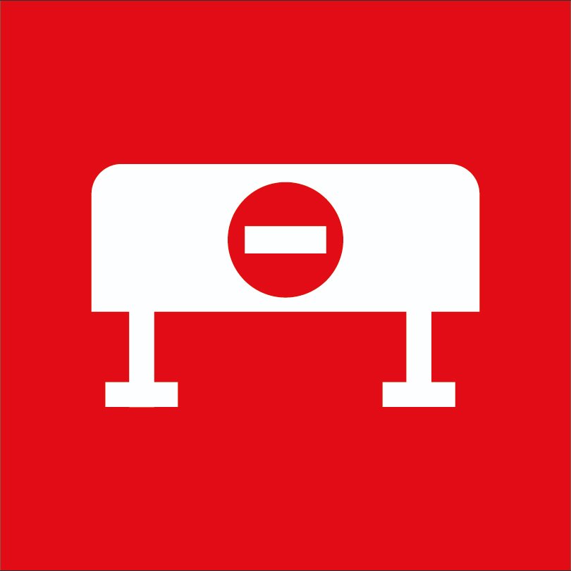 Pictograma tanca en vermell.