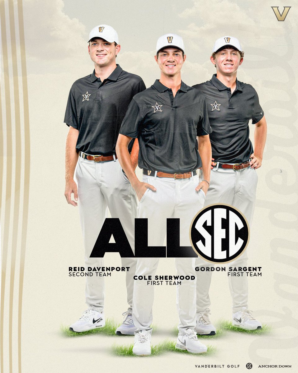 🌟🌟🌟 𝘼 𝙩𝙚𝙧𝙧𝙞𝙛𝙞𝙘 𝙩𝙧𝙞𝙤. 🌟🌟🌟

Three cheers for Reid Davenport, <a href="/ColeSherwood25/">Cole Sherwood</a> and @GordonSargent5 being named All-SEC.

#AnchorDown