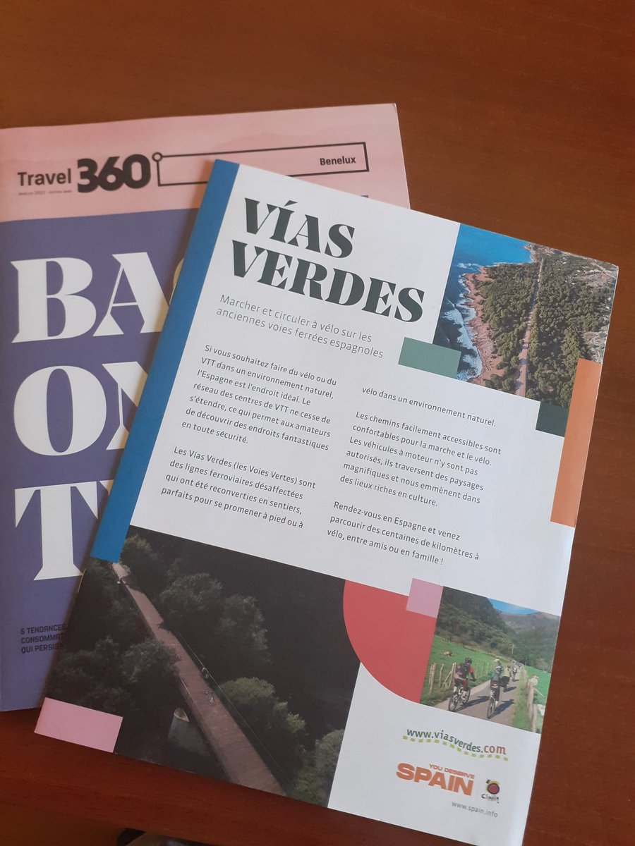 Encarte de #VíasVerdes de 8 pag. En la revista profesional de la zona benelux <a href="/travel360_be/">Travel360°</a>
➡️6.000 copias
➡️En holandés y francés 
➡️Colaboración entre <a href="/ffe_es/">Fundación de los Ferrocarriles Españoles</a> y <a href="/Turespana_/">Turespaña Oficial</a> <a href="/spain/">Spain</a> 
➡️ info general y de 8️⃣ itinerarios.
