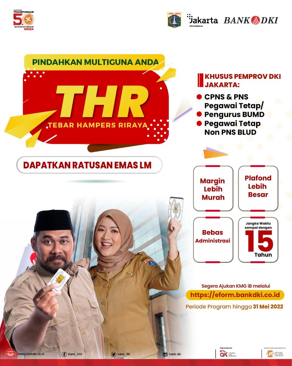 bankjakarta_'s tweet photo. Jangan Sampai Ketinggalan Promo THR dari Bank DKI, periode hanya sampai 31 Mei 2022. Ajukan KMG iB melalui eform Bank DKI sekarang! 

Kunjungi https://t.co/Jp66CgKsCr

Pindahkan Multiguna Anda, Dapatkan Ratusan Emas Logam Mulia!

#BankDKI
#BDKI
#LetsDi61tal
#PromoBankDKI
#KMGIB https://t.co/YTSlIiH0uI