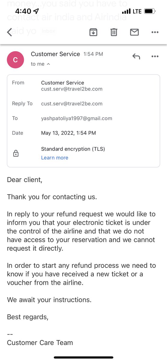 the__devil___'s tweet photo. @Travel2be is my booking agent and he is frequently told me that air india block my refund. I have proof of that. I attached the mail conversation with travel agent. See what he said. You both are playing games since 2 years. Give my money back that’s it https://t.co/pgYZjox9h7