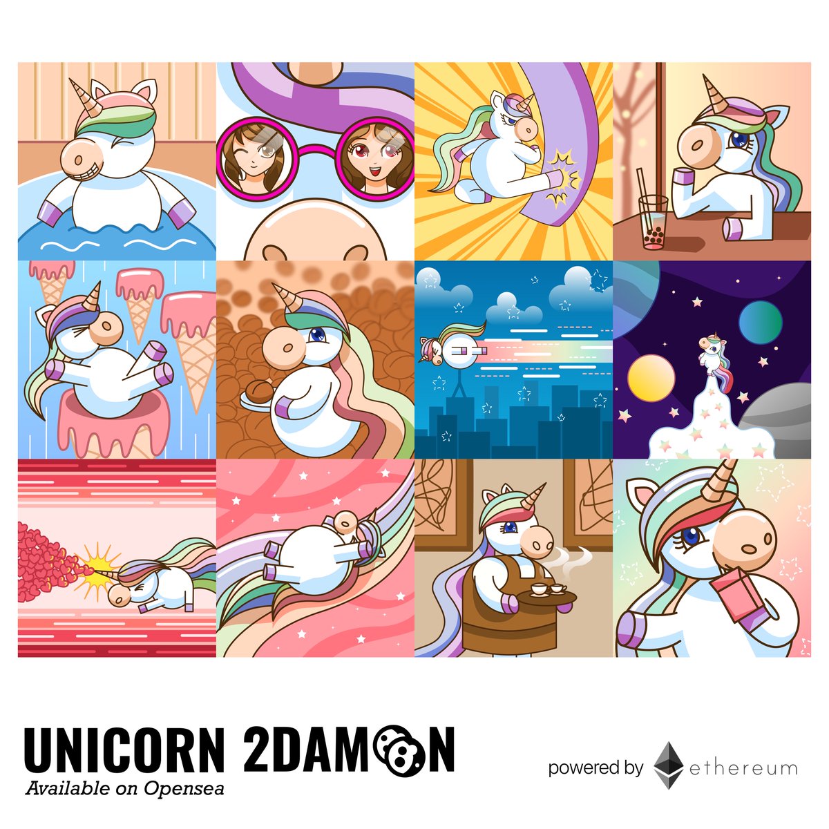 NEW DROP!
UNICORN 2DAM🌕🌕N  No. 0009-0020
Start 0.012 $ETH, Available on Opensea.
opensea.io/collection/uni…
Discord discord.gg/jwJMybDAGG
-----
#NFTCommunity #nftcollector #nftthailand #NFTdrop #NFTs #NFT #opensea #openseanft  #unicorn #unicornart #unicorn2damoon