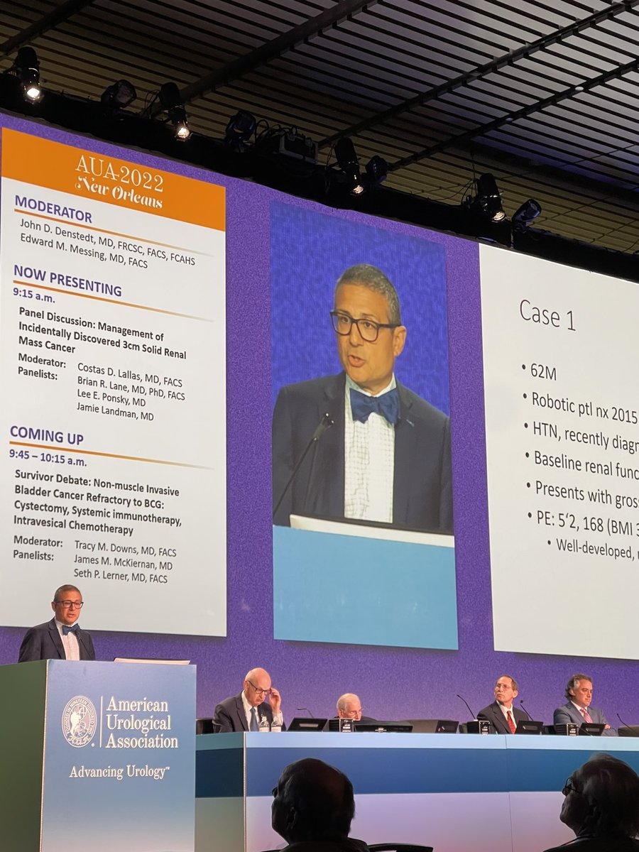 A wonderful way to start the AUA. Fascinating lecture by <a href="/jaimelandmanuci/">Jaime Landman</a> during the Panel Discussion: Management of Incidentally Discovered 3mm Solid Renal Mass Cancer #AUA2022 #UCI