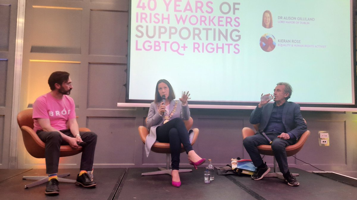 DublinPride's tweet photo. Insightful conversation with @LordMayorDublin @AlisonGilliland & activist Kieran Rose about Irish workers & unions supporting #lgbtq rights.
#prideatwork22💼🌈 https://t.co/doJNAxOMld