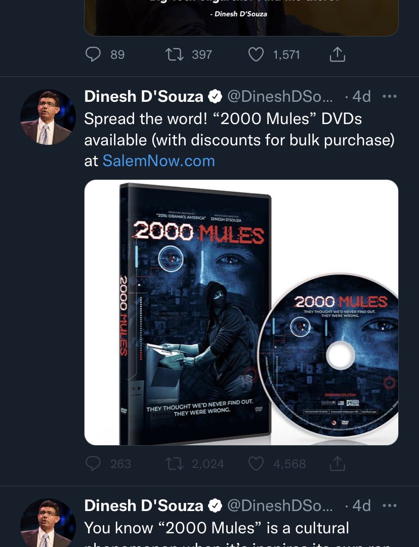 landocal96's tweet photo. @DineshDSouza Kinda weird I can’t retweet this directly, but I think everyone needs to watch this movie! 

#2000Mules has so much evidence to prove the 2020 election was NOT the most fair and free election we were told it was. 

It might have even been (dare I say) RIGGED! https://t.co/vqhoLxURgv