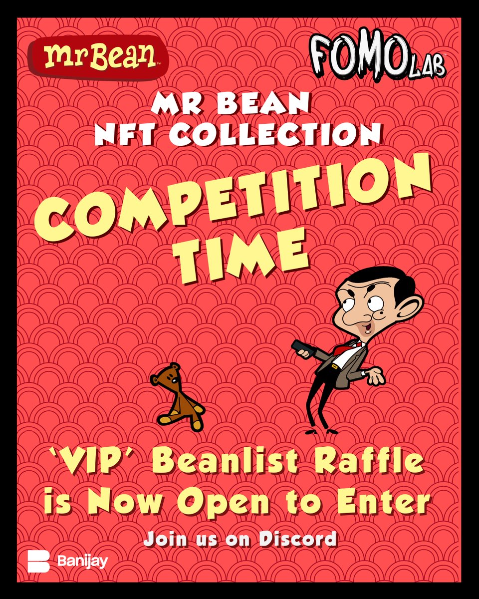 fomo_lab's tweet photo. Hey, Mr Bean frens! 👋

We are running a competition for the ‘VIP’ Beanlist - with 315 spots available allowing winners to purchase the Mr Bean NFT collection 24h earlier than the public! 👀

All you have to do is head to: https://t.co/qtTsKbosuf ⬅️ https://t.co/SPEU56kvZq