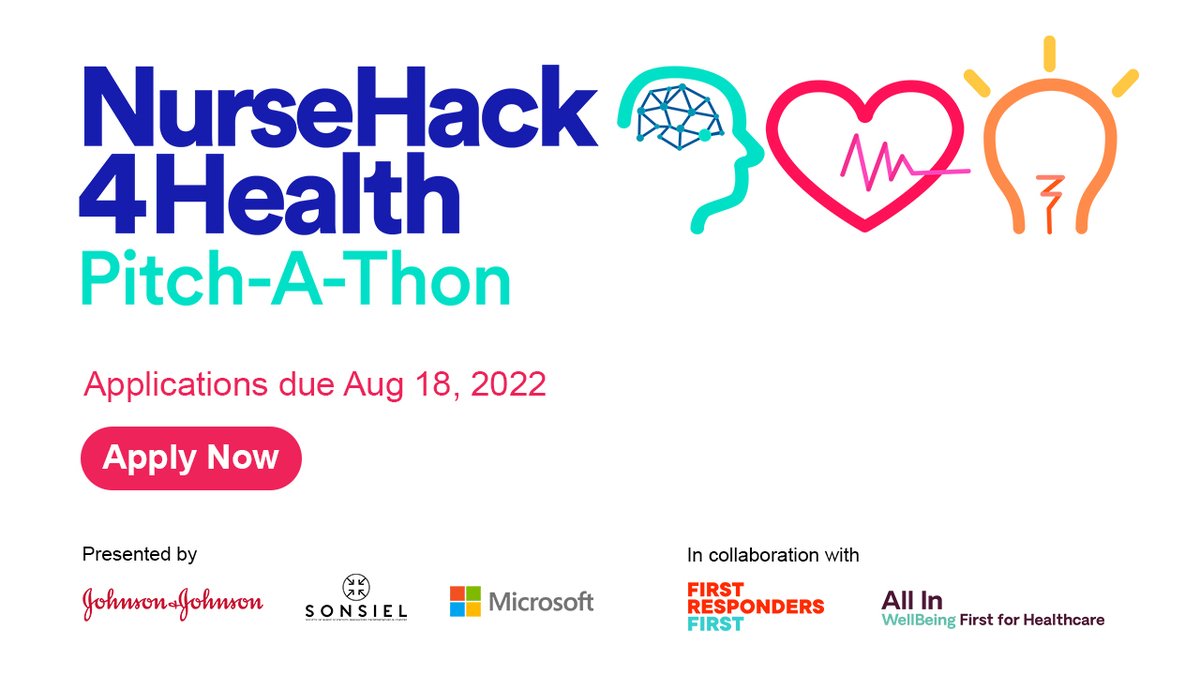 Nursing turnover is one of healthcare's most pressing challenges. We are excited to announce the #NurseHack4Health Pitch-A-Thon, where nurse-led teams can receive up to $250k to bring workplace wellbeing solutions to life: nursehack4health.org
#NurseTwitter #NurseInnovation