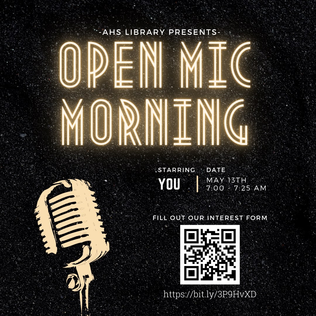 TheAHSLibrary's tweet photo. Our Open Mic Morning was a smash hit! But way too short! If we missed you, don't worry, we definitely have to do this again before the year ends! @SFAHS_Bulldogs  @FBISD_Libraries https://t.co/au0rgVFxKX