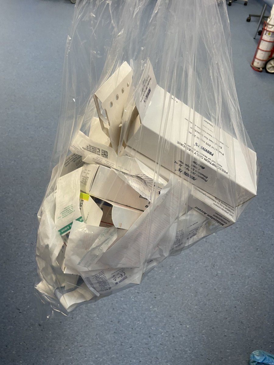 Paper/cardboard waste created just by lil’ old me in 1 day at work 😳-that’s me trying my best! Only 1 paper recycling bin in theatres so I bagged it all up until the end of my list to recycle. Surely pharma companies need to address packaging? #somuchwaste #greenerhealthcare