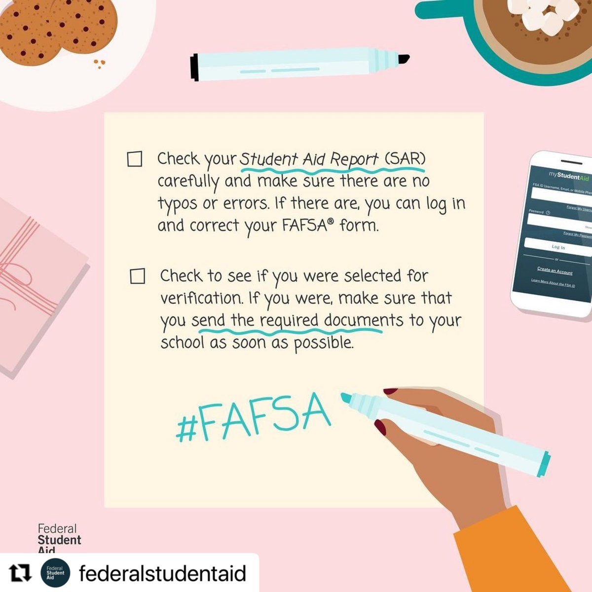 BYUIFinAid's tweet photo. Once your FAFSA is submitted, make sure to go back and check that everything is submitted correctly. 

Not sure if you completed it correctly? Come see us in Kimball 196 or email us at financialaid@byui.edu

#byuifinancialaid #FAFSA #PellGrants #federalloans #prepareforFall https://t.co/VoyD8IiohC