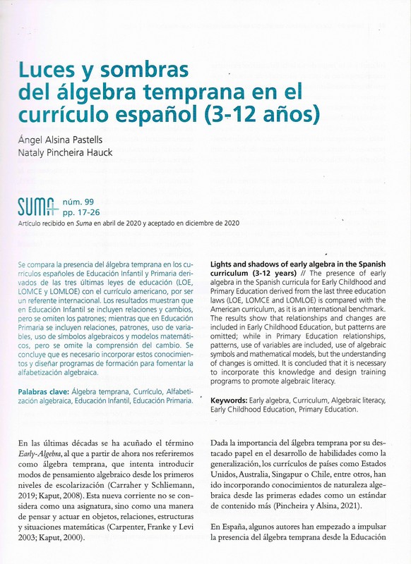 AngelAlsinaP's tweet photo. Una revisión profunda del currículum español de Educación Infantil y Primaria evidencia que, en relación al álgebra temprana, siguen habiendo más sombras que luces. ¡Queda trabajo por hacer!   
https://t.co/tzU2vmnofJ https://t.co/1HJKga8nyi