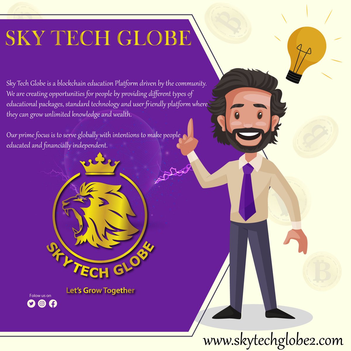 Skytechglobe1's tweet photo. Sky Tech Globe is a blockchain education Platform driven by the community. We are creating opportunities for people by providing different types of educational packages, standard technology and user friendly platform where they can grow unlimited knowledge and wealth. https://t.co/13k18reaJh