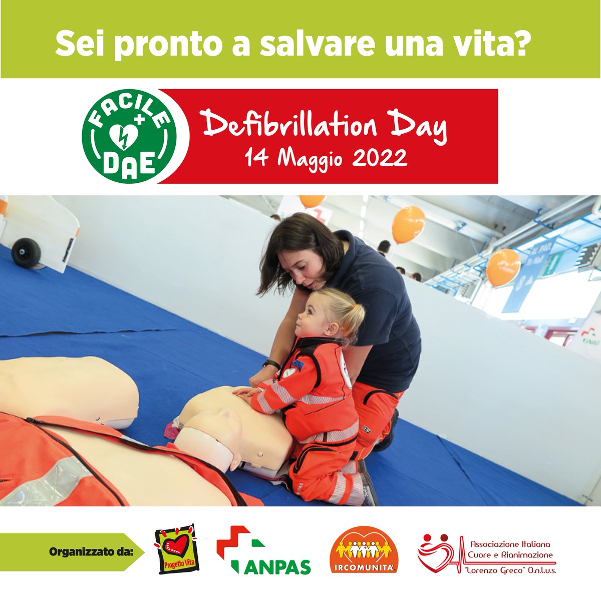 Anpasnazionale's tweet photo. 🧡Oggi, #14maggio, è il #defibrillationday
150 piazze in tutta Italia per condividere l’importanza dell’uso precoce del defibrillatore per salvare vite umane https://t.co/lLPOau2jL1
#Anpas #ConCura #DAE https://t.co/pRda0LuZnF