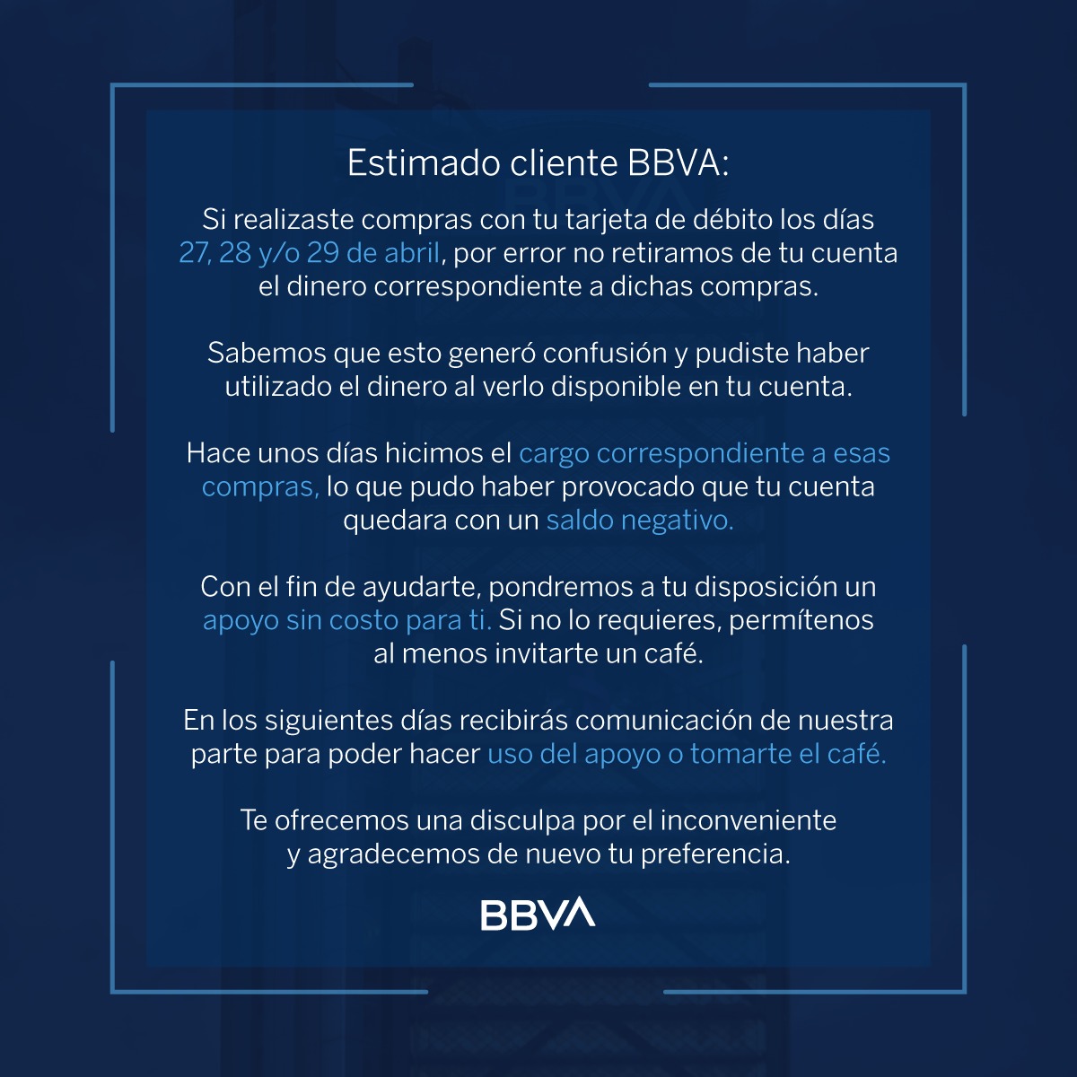 BBVA_Mex's tweet photo. ¡Aviso Importante! https://t.co/0DUqMONDRD