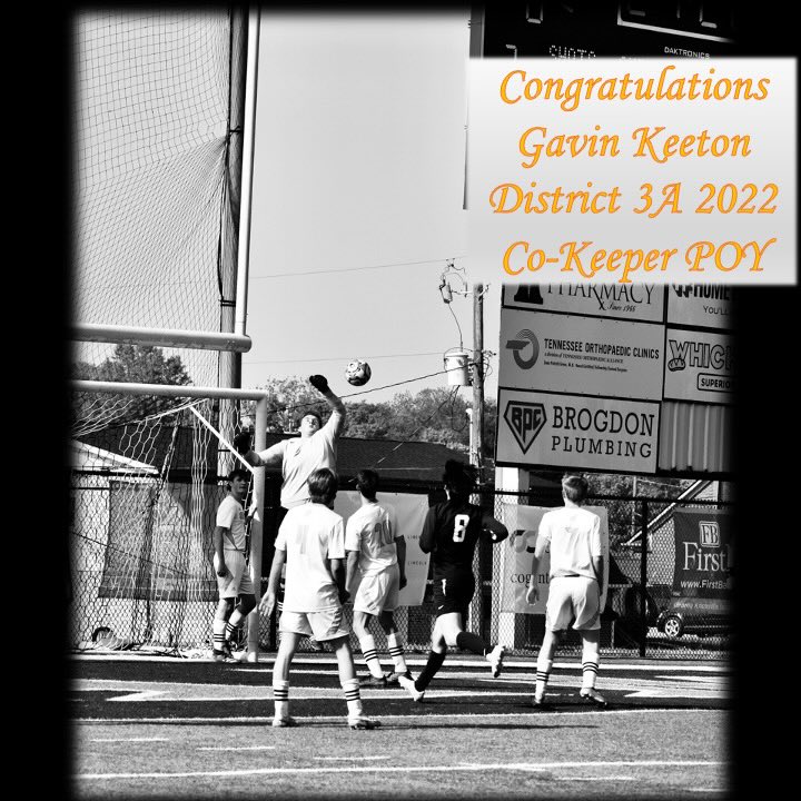 Congratulations to Gavin Keeton for earning Co-Keeper POY for District 3A. His leadership,  experience  and intimidating presence provides our team such stability and confidence.
