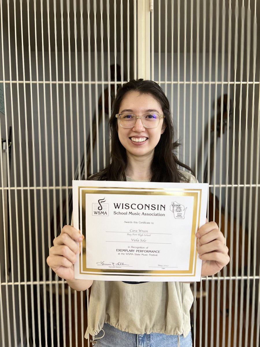 BP_Orchestra's tweet photo. Congratulations to Cara Wreen! One of two violists in the state to receive an Exemplary Performance Award at State Solo &amp; Ensemble! We’re so proud of you! @HSSD https://t.co/XojiqAXUca