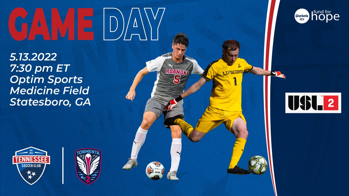 TSCUSL's tweet photo. GAMEDAY
USL2️⃣ are in GA tonight for their second away match of the season.
🗓: Fri May 13
⏰: 7:30pm EST
📍: Statesboro, GA
🎟: https://t.co/vX8vSMutIJ
#TSCUSL | #TORvTENN https://t.co/pphh2hH3s8