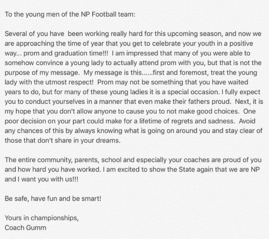 Annual statement to our players