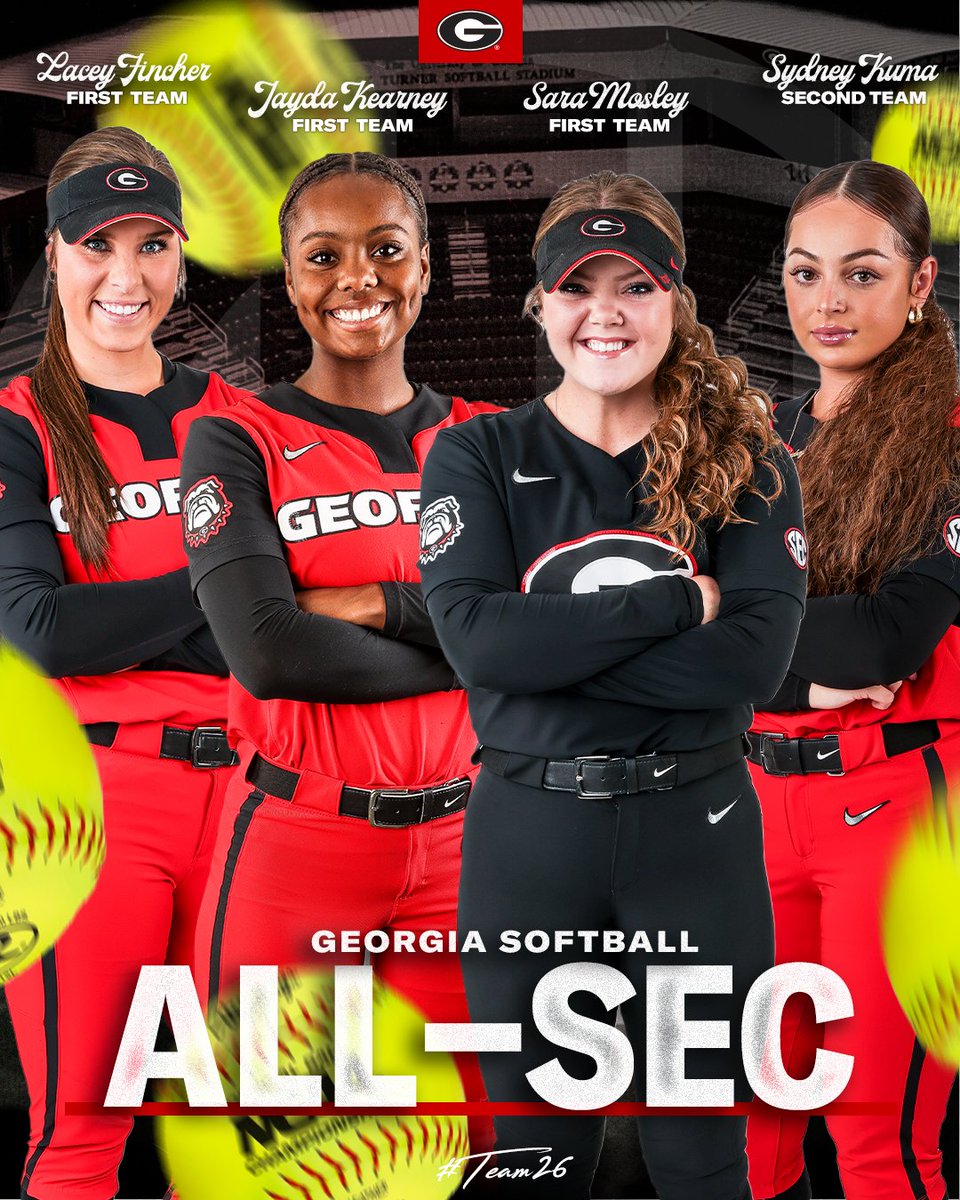 Georgia Softball (@ugasoftball) on Twitter photo 4οΈβ£ Georgia Bulldogs have earned All-<a href="/SEC/">Southeastern Conference</a> honors πΆ
π₯ All-SEC First Team
<a href="/saramosley33/">Sara Mosley</a>
@jaydakearney
<a href="/LaceyFincher3/">Lacey Fincher</a>
π₯ All-SEC Second Team
<a href="/sydneykumzzz/">Leilani</a>
π gado.gs/9c1
#Team26 | #GoDawgs 4οΈβ£ Georgia Bulldogs have earned All-<a href="/SEC/">Southeastern Conference</a> honors πΆ
π₯ All-SEC First Team
<a href="/saramosley33/">Sara Mosley</a>
@jaydakearney
<a href="/LaceyFincher3/">Lacey Fincher</a>
π₯ All-SEC Second Team
<a href="/sydneykumzzz/">Leilani</a>
π gado.gs/9c1
#Team26 | #GoDawgs