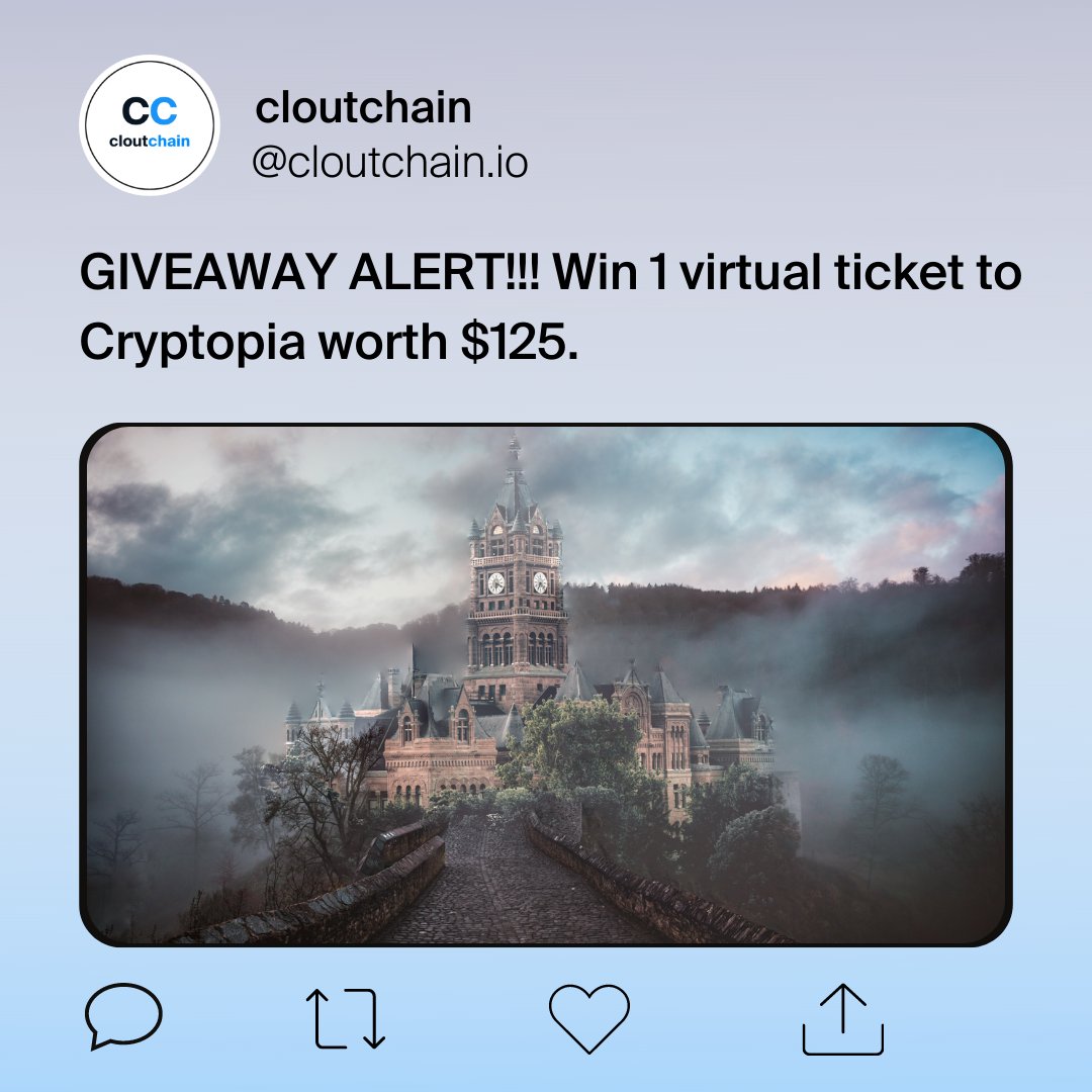 cloutchainIO's tweet photo. No bad luck this Friday the 13th.

Get a chance to win a virtual ticket to this Web3 event worth $125!

- Like this post
- Follow us
- Retweet 

The lucky winner will be announced on May 21, 2022.

#giveaway #cryptopia #crypto #NFT https://t.co/HcfNDzwobi