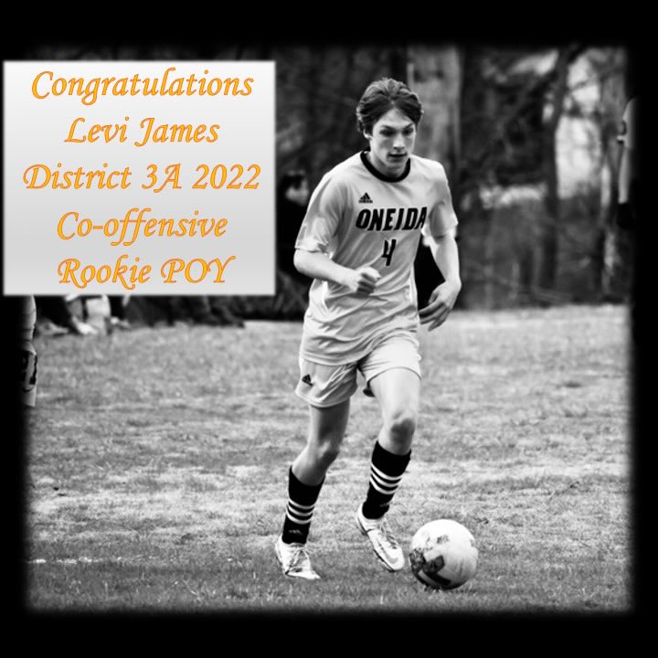 Congratulations to Levi James for earning District 3A Co-Offensive Rookie POY.  His relentless and tenacious effort mixed with his amazing skill set and toughness just makes our team so much better!