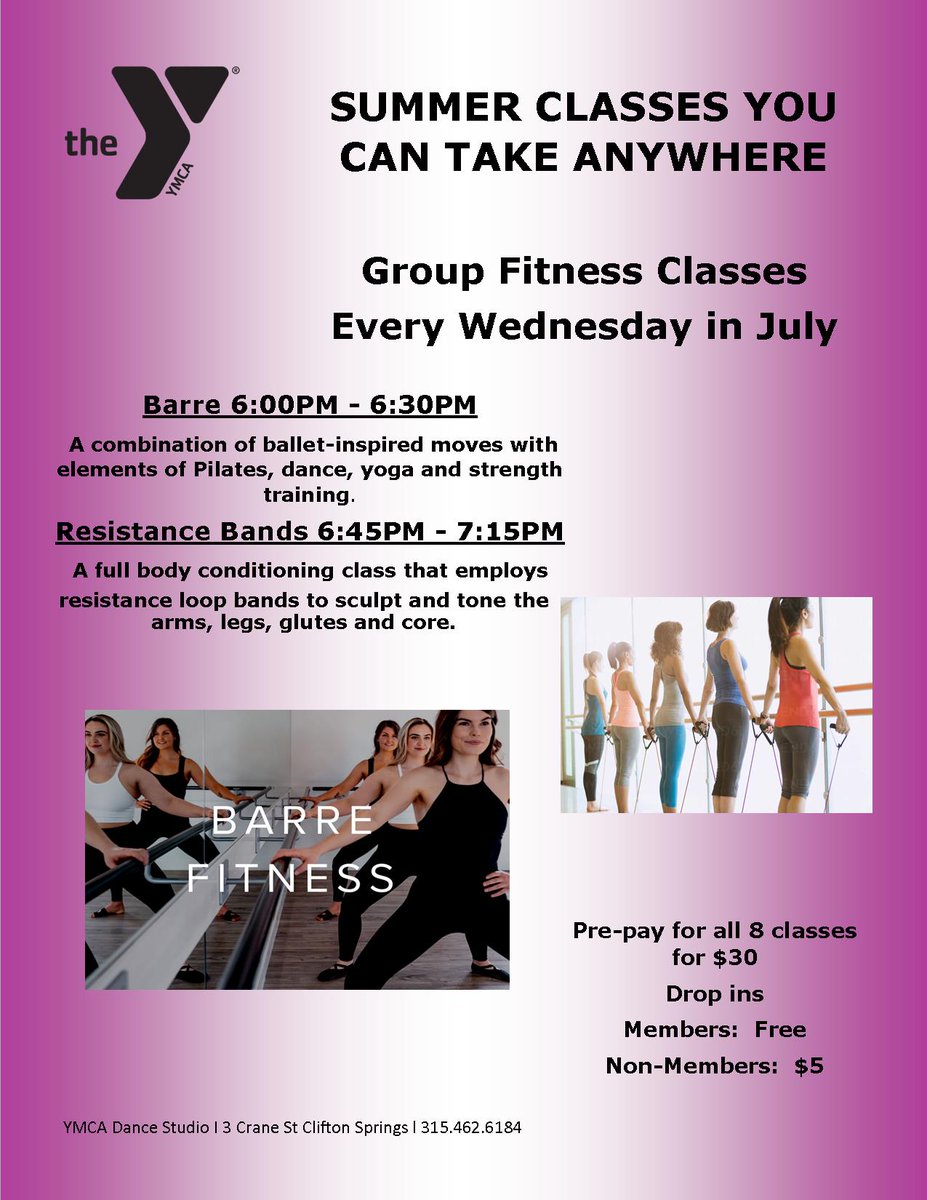 CliftonSpringsY's tweet photo. Group Ex is back with 2 new classes in July! #csaymca https://t.co/zlNAKpFFD3
