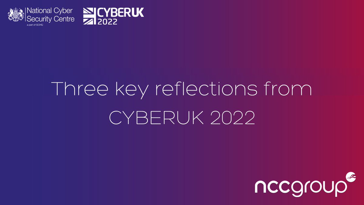 Kat Sommer, Head of Public Affairs, reflects on this year’s #CYBERUK and two days of conversations centred around the changing nature of ‘the cyber challenge’, as we move away from a period of rebuilding the digital landscape: https://t.co/vZGfet60ok.

#CYBERUK22 https://t.co/UUlu7oeUe3