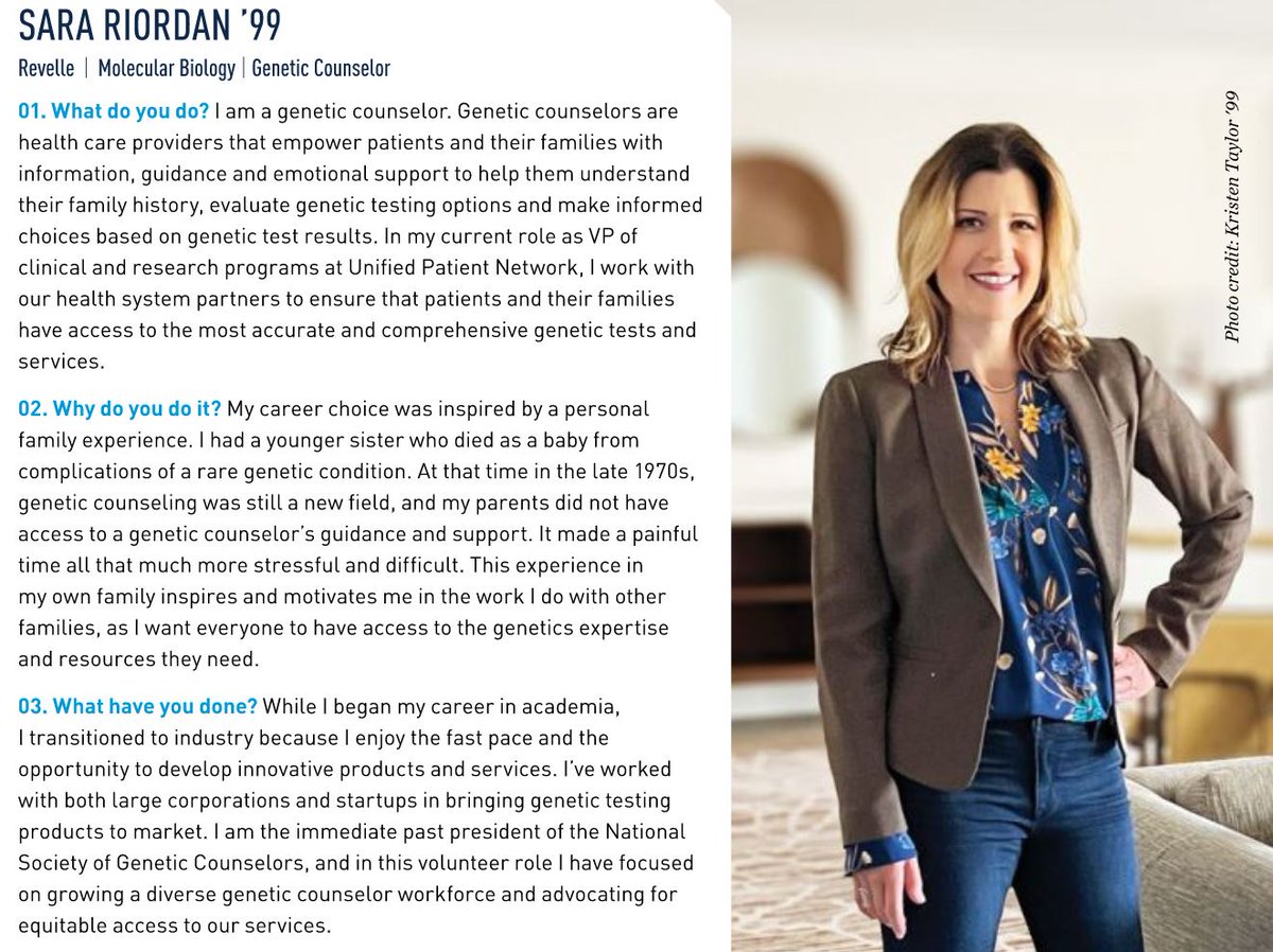 UnifiedPatients's tweet image. Our own Sara Riordan @GenomeGrl, VP of Clinical and Research Programs, is featured in @UCSanDiego’s Triton Magazine! Read about her passion for #geneticcounseling and work with #UnifiedPatientNetwork and @GeneticCouns. Full article: bit.ly/3NdE949 @UCSDalumni @UCSDnews