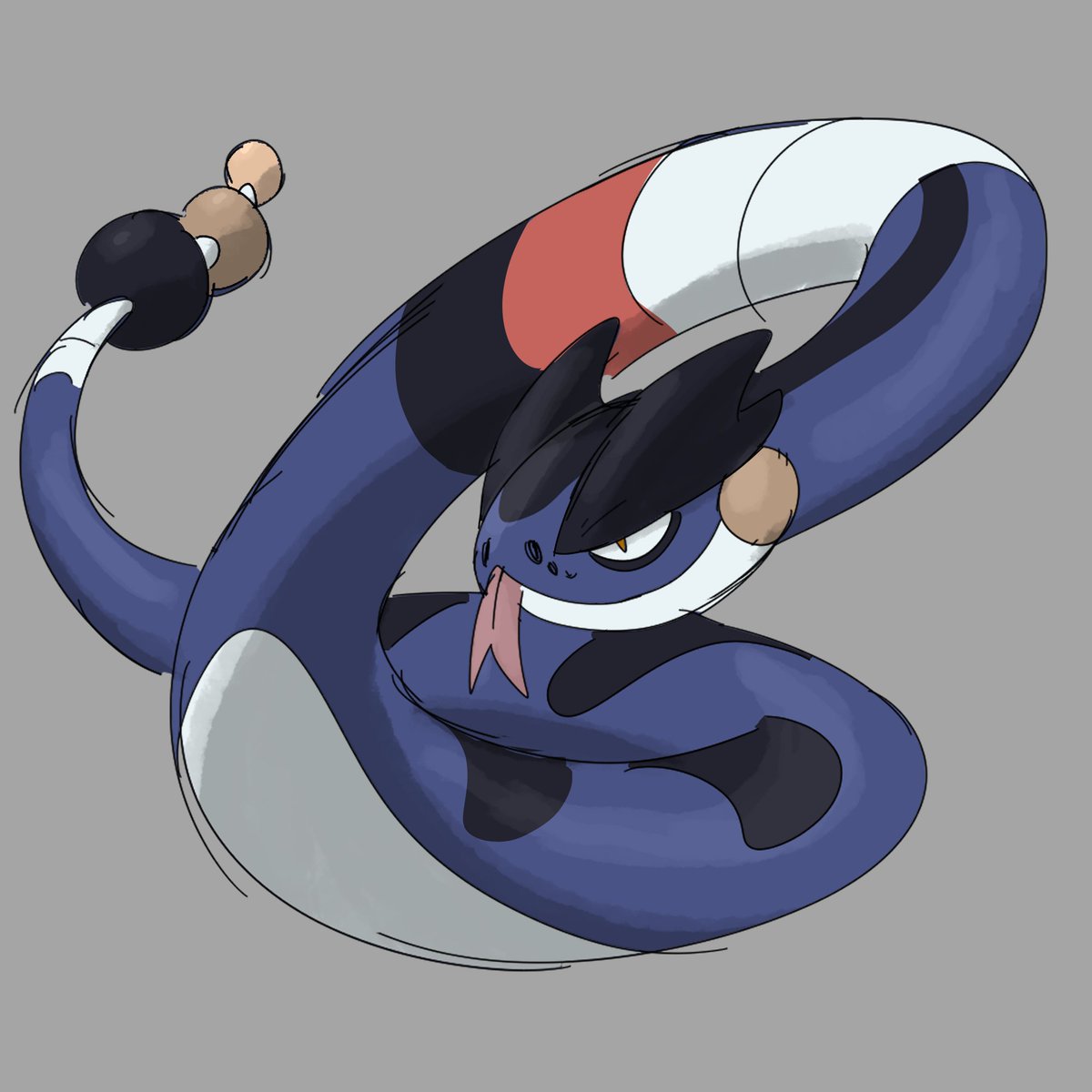 no humans pokemon (creature) solo simple background grey background full body snake  illustration images