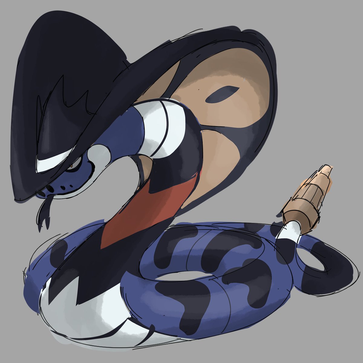 no humans pokemon (creature) solo simple background grey background full body snake  illustration images