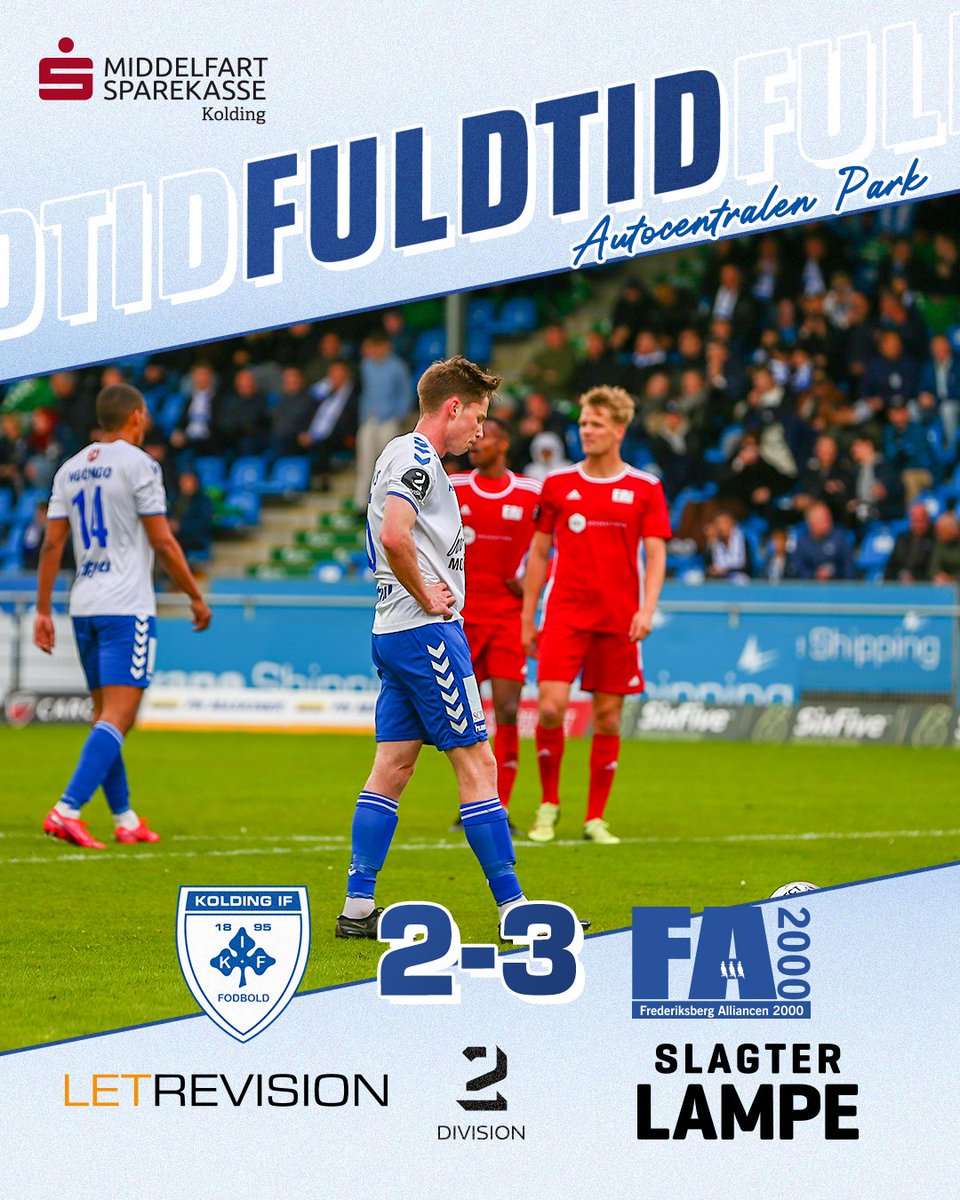 KoldingIF's tweet photo. SLUT på Autocentralen Park - En frustrerende aften på kontoret.
Stillingen er præsenteret i samarbejde med Middelfart Sparekasse
#KoldingIF 2-3 #FA2000 https://t.co/UunJcurXJq