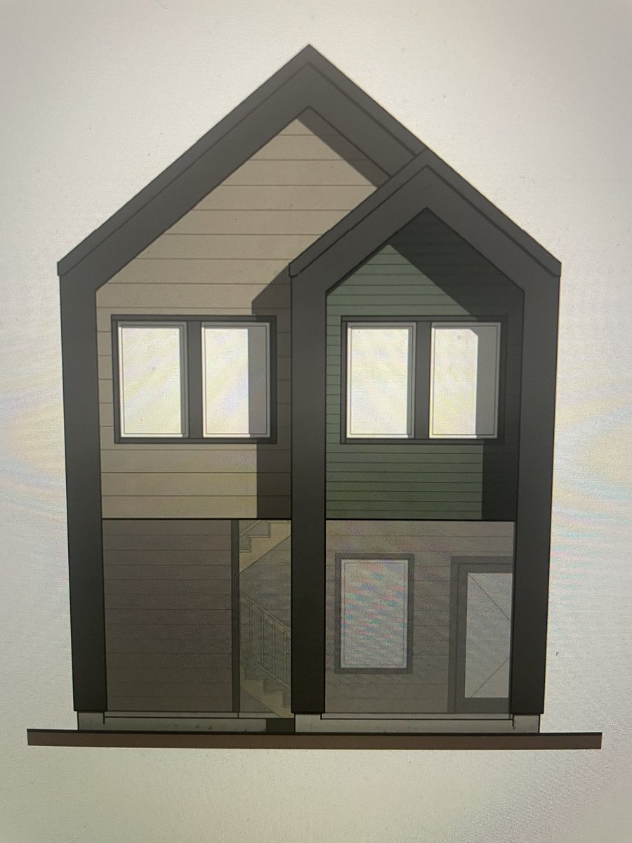 TyronMcDaniel's tweet photo. Designed this duplex for a narrow lot we have in the hood; it has a 2 ๐ 2 ๐ unit downstairs and a 3 ๐ 2 ๐ unit upstairs! Most of the new construction in this area is bland so Iโm bringing some Scandinavian sauce to Acres Home! #DesignBuildRepeat #OppZone https://t.co/I2UP9r3mgo