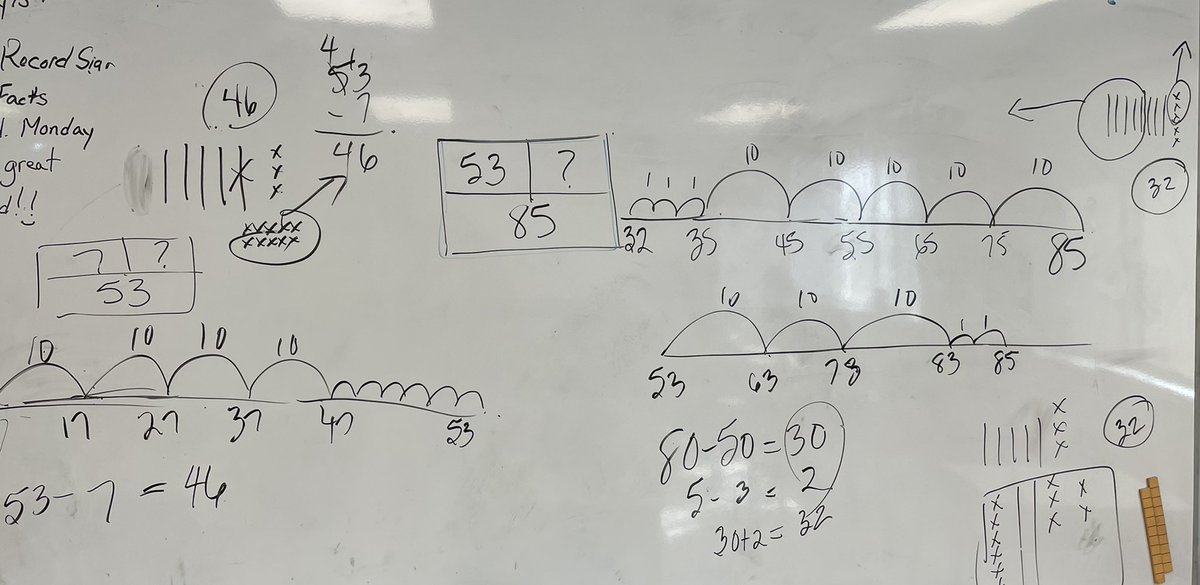 Spent some time discussing the language of problems in 3 Marks <a href="/Marksmk72/">Moira Marks</a> <a href="/Duc_dAnville22/">Duc d'Anville Elementary</a>. How much older is my mother than I am? We all agreed to not tell my mum all the ways that we figured it out! Shhh!