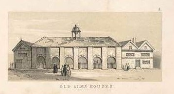 The old Alms Houses, Shaw's Brow, Liverpool. In 1692 Dr Sylvester Richmond gave 100 shillings for the building of alms houses (charity shelters) for the relief of poor sailors' widows. Other alms houses were built in Hanover St, Castle St and Moor St.