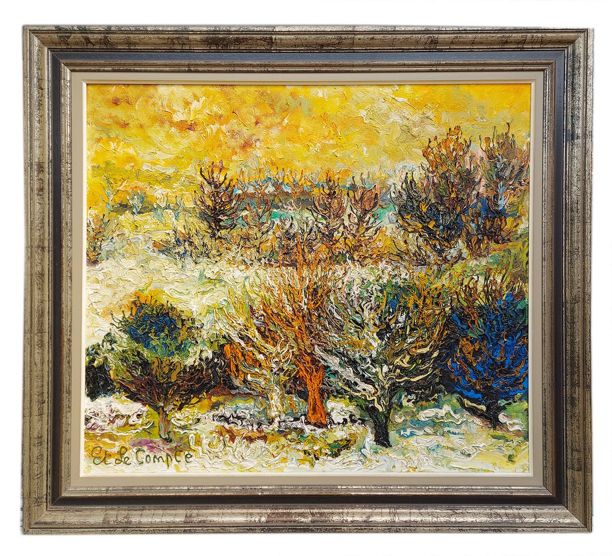 BelgianBe's tweet photo. Een zeer kleurrijk expressief schilderij van de Aalsterse kunstschilder Etienne Le Compte  (Aalst 1931 - 2010 Aalst).  Hij schilderde met penseel en pallet.  (€ 595)

 #aalstersekunst  #aalst  #expressionistischekunst  #schilderij #schilderijkopen  #belgischekunst https://t.co/m0PVvasEuv
