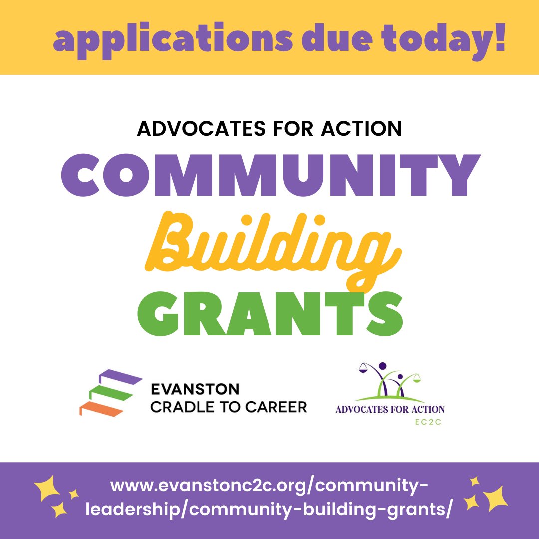 Applications for the 2022 Community Building Grants are due TODAY!💖We want to hear your ideas for how to make Evanston a better place to live and raise families! evanstonc2c.org/community-lead…