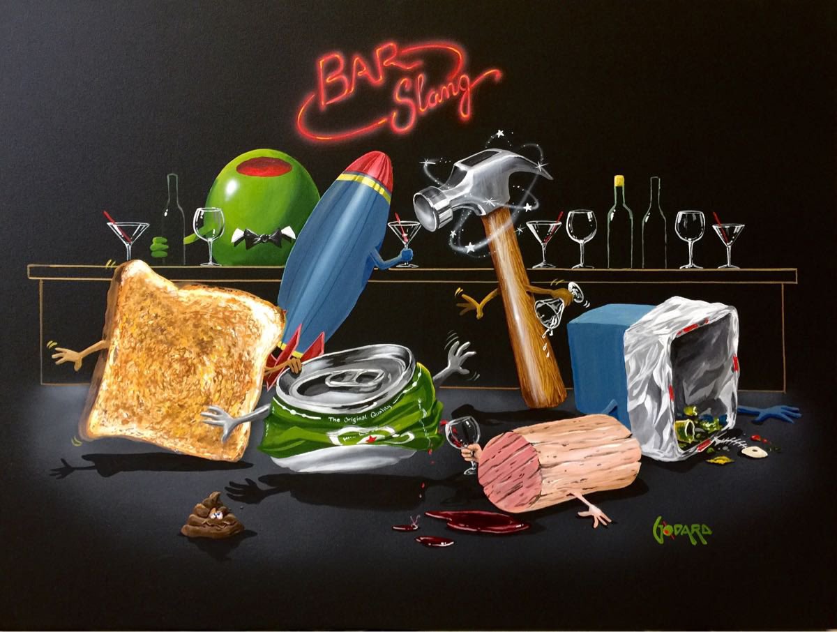 OfficialGodard's tweet photo. “BAR Slang” Test your skills!…Can u name all the different phrases for getting drunk?
#art #artist #martiniArt #WineArt #painting #draw #oliveguy #Godard #FineArt #spirits #BarArt #gameRoom https://t.co/v85ehu2YDf