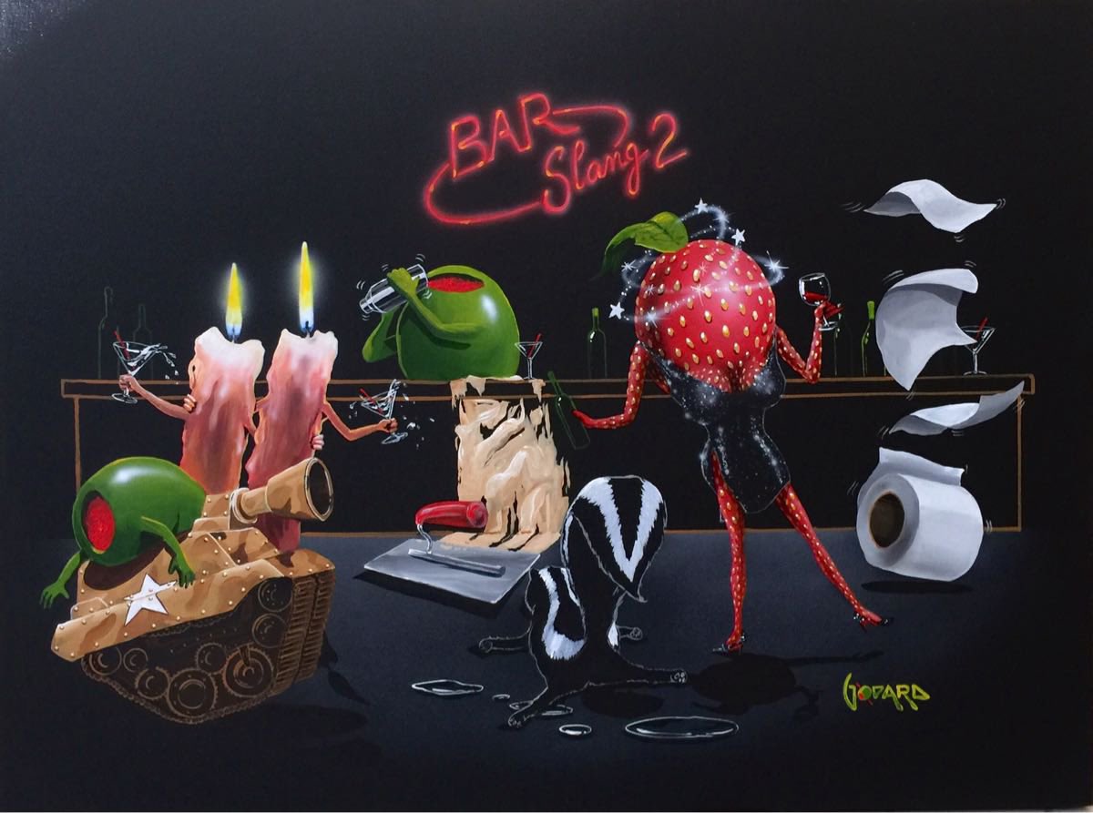 OfficialGodard's tweet photo. “BAR Slang” Test your skills!…Can u name all the different phrases for getting drunk?
#art #artist #martiniArt #WineArt #painting #draw #oliveguy #Godard #FineArt #spirits #BarArt #gameRoom https://t.co/v85ehu2YDf