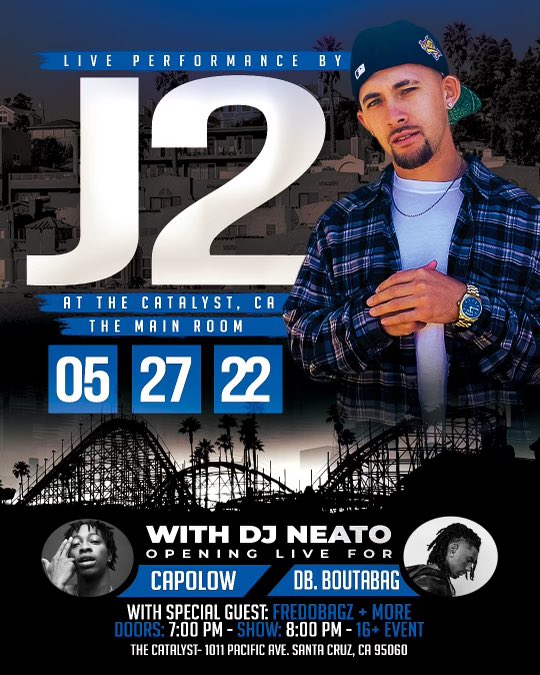 yeaj2_'s tweet image. 2 Fridays from today I’ll be opening for Capolow &amp;amp; Db.Boutabag in the Main Room at the Catalyst. Go big or go home time to see who w me baby 🏁 hit me for ticcets 🖤🥂