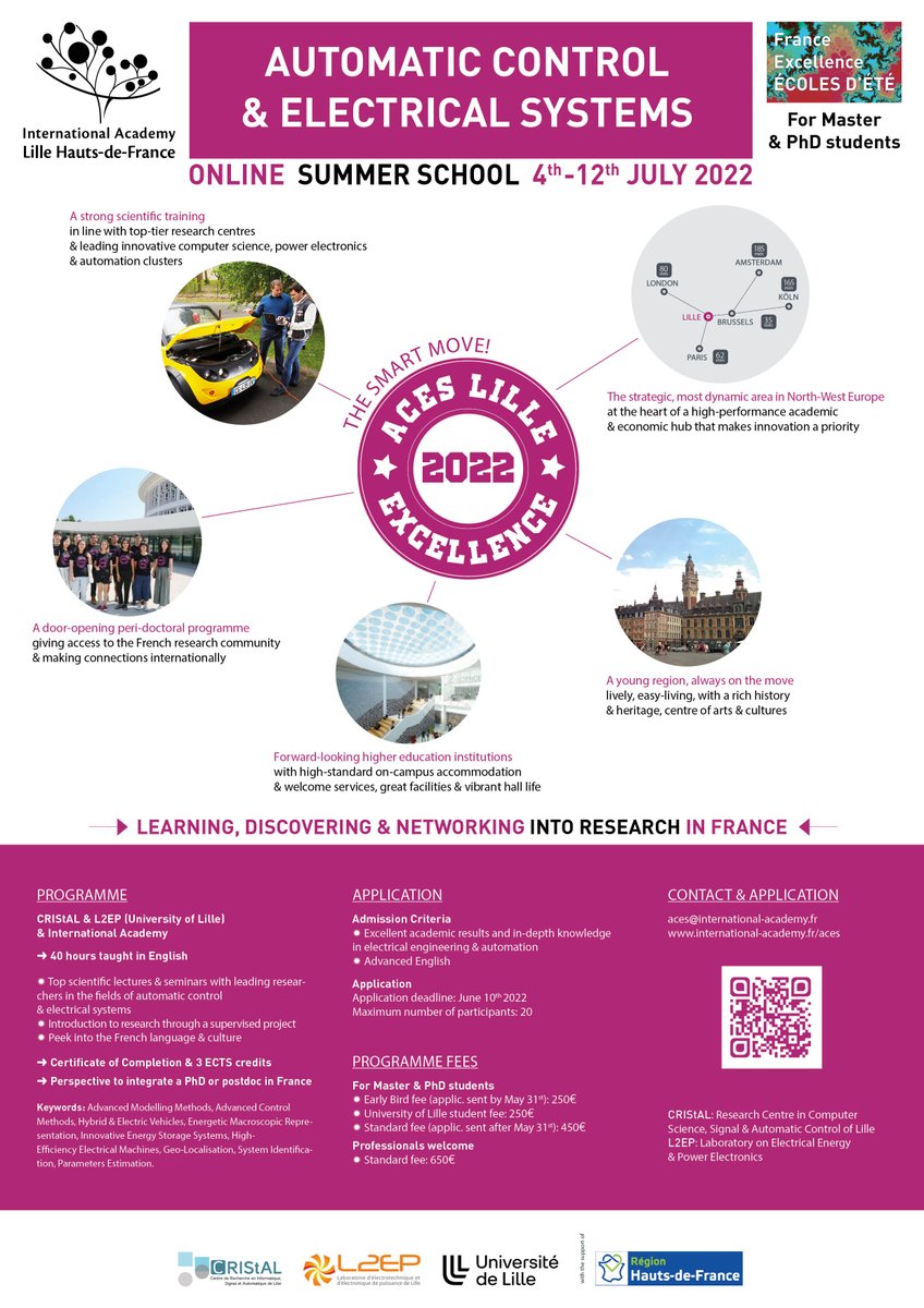 The Early Bird registration deadline for our online #summerschool ACES 2022 has been postponed.
👉So make the smart move and take advantage of the reduced fee by applying before May 31st!
More details on: international-academy.fr/aces
#control #automation &amp; #electrical #engineering