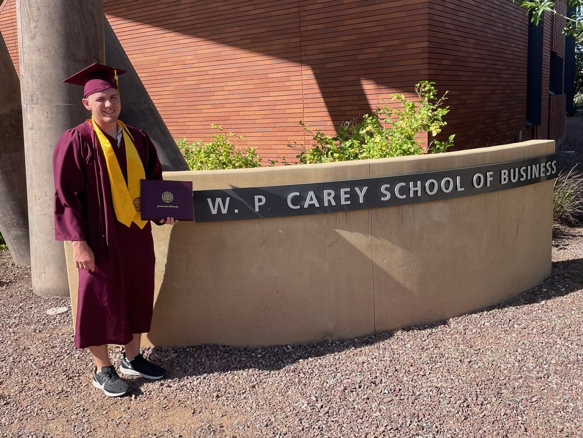 ASU_gcs's tweet photo. Huge congratulations to @jayden_conrad for graduating with a BS in Accountancy this week. He has been on the crew for 3 years now while still working for the @Dbacks. Jayden will be starting his Master's here in the Fall #ASUGrad https://t.co/RIFhvmCYFO